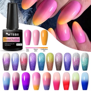 MTSSII ร้อน สีทาเล็บเจล 7ml เปลี่ยนสีอุณหภูมิ เจลเล็บ กระพริบ UV Gel Nail Polish การแทรกซึม เจลปั้นนูนเล็บ