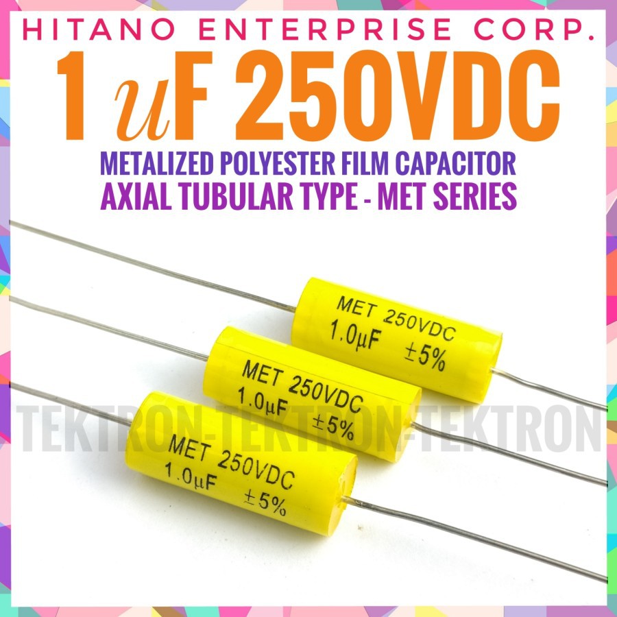 MET Hitano 1uF 250VDC Axial Capacitor Bipolar Non Audiophile BP