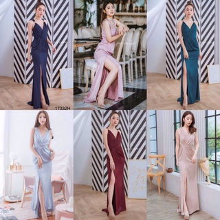 17332 แม็กซี่เดรสราตรียาว ผ่าหน้า maxi dress evening long slit front