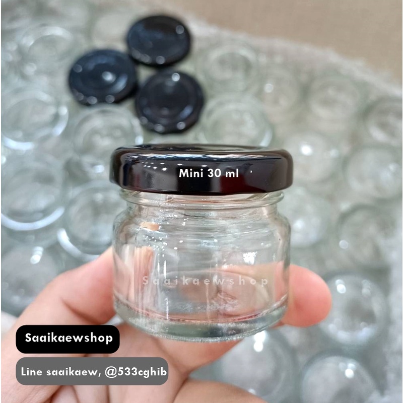 😍Saaikaew😍 ขวดแยม ขวดแก้ว Mini 30ml ขวดชำร่วย (ฝาสีดำ)