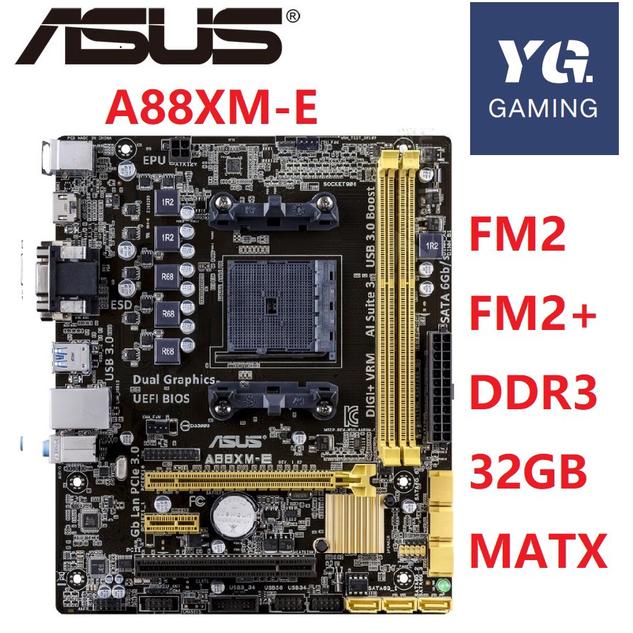 Asus A88XM-E เมนบอร์ดเดสก์ท็อป AMD A88X ซ็อกเก็ต FM2/FM2+ DDR3 32GB ใช้เมนบอร์ด