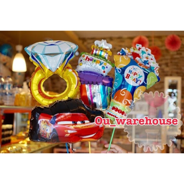ลูกโป่งตกแต่งงานปาร์ตี้ ลูกโป่งแหวนเพชร - ลูกโป่งรถยนต์ - ลูกโป่งป๊อปคอร์น hbd - ลูกโป่งเค้ก