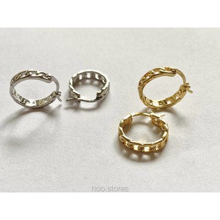 [all silver 925] hoo.stores Lock Chain Hoop (18k Gold/ Rhodium plated) ต่างหูห่วงเงินแท้ s925 ท้ังชิ้น ต่างหูห่วงโซ่