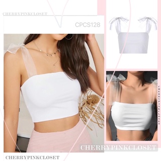 CHERRYPINK: CPCS128| Tie Shoulder Crop Cami Top |XS S M L XL XXLสาวอวบอ้วน