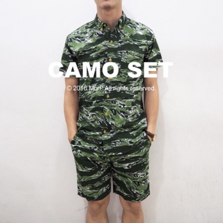 Camo Set  เซท เสื้อเชิ้ตแขนสั้น กางเกงขาสั้น สไตล์ญี่ปุ่น