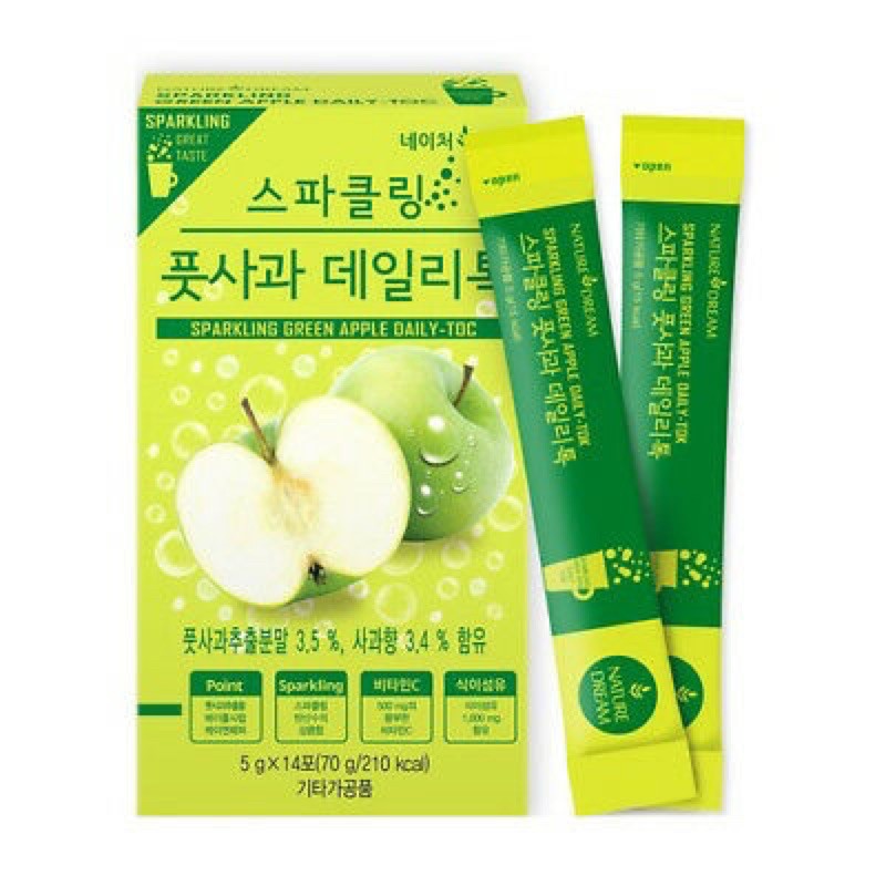 🎊ราคาเท🎊Nature Dream Sparkling Green Apple Daily Tok Detox Weight Loss Diet 5g.x14ซอง