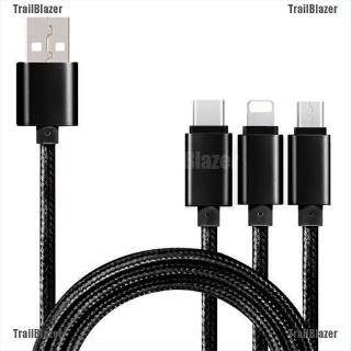 Tbth 3 in 1 สายชาร์จซิงค์ข้อมูล Micro USB Type-C สําหรับ iPhone Android