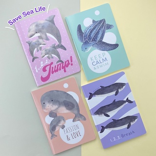 สมุดโน้ตปกอ่อน สมุดจดบันทึก ขนาด A5 (ครึ่ง A4) : Save Sea Life