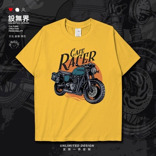 [COD]ชุด Unbounded Cafe Racer รถจักรยานยนต์หัวรถจักรพัดลมแขนสั้นเสื้อยืดผู้ชายและผู้หญิงอินเทรนด์แบรนด์บุคลิกภาพฤดูร้อนค