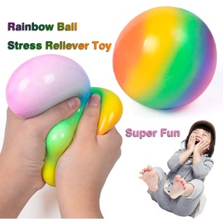 【Fast Delivery】Rainbow Resistance Squishy Stress Reliever Ball Autism Finger Fidget Exercise Toys