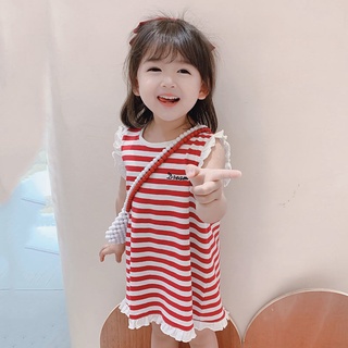 หญิงเสื้อยืดชุดถังฤดูร้อนน่ารักฤดูร้อนรุ่นเด็กเล็กชุด 5 ปีสาวน้อยเจ้าหญิงกระโปรง