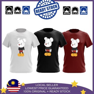 เสื้อยืด ผ้าฝ้าย 100% พิมพ์ลาย MICKEY MOUSE X KAWS สําหรับผู้ชาย