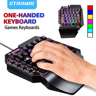 Etronik คีย์บอร์ดเกมมิ่ง มือเดียว ไฟแบ็คไลท์ Rgb ขนาดเล็ก ออกแบบตามสรีรศาสตร์ 39 คีย์ พร้อมที่พักมือ อุปกรณ์เสริม สําหรับ Pc Ps4 Xbox