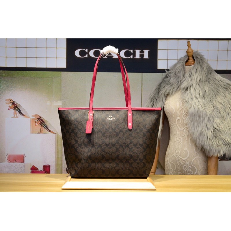 #COACHF58293 COACH CITY ZIP TOTE IN SIGNATURE COATED CANVAS (COACH F58292) SIZE : 16" (ปากL) x 10 1/
