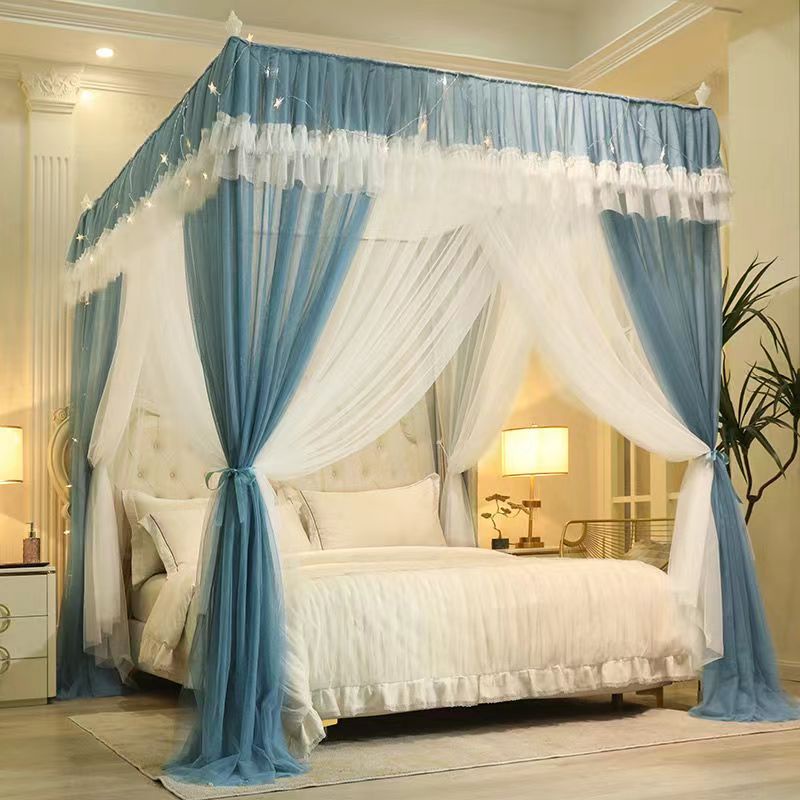 🔥BY🔥มุ้งเจ้าหญิง มุ้งครอบผู้ใหญ่ มุ้งมีโครง4เสา มุ้งสองชั้น มุ้งคลุมเตียง มุ้งสีสวยมาก ขนาด3.5ฟุต 5ฟ