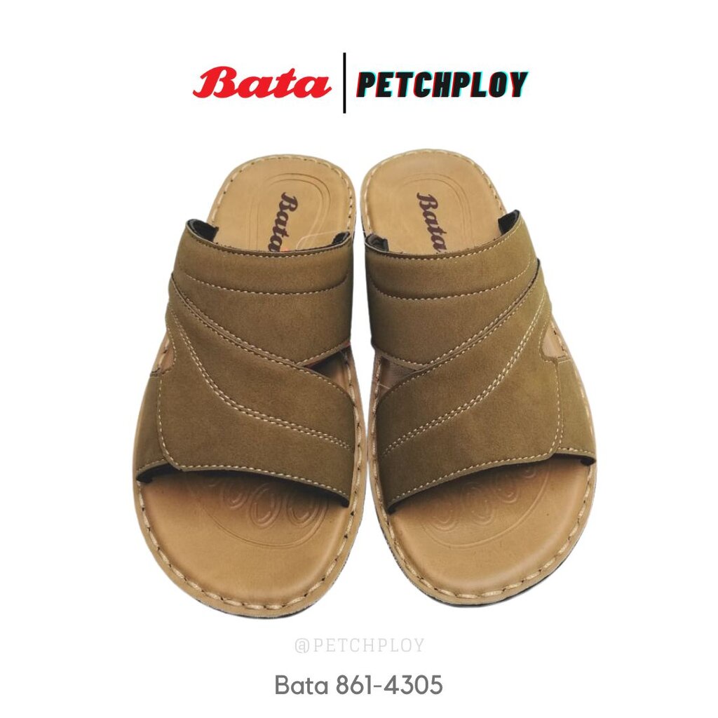 Bata รุ่น 4305-6305 รองเท้าแตะผู้ชาย บาจา แบบสวม สีดำ น้ำตาล
