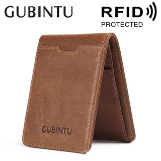 ชั้นแรก GUBINTU กระเป๋าสตางค์หนังกระเป๋าแพคเกจ anti-magnetic multifunctional ชายโฟลเดอร์ทอง RFID2018 ใหม่