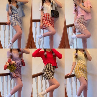 กระโปรงสั้นลายสก็อต🍍ทรงยอดฮิตของสาวๆ สไตล์เกาหลPlaid skirt