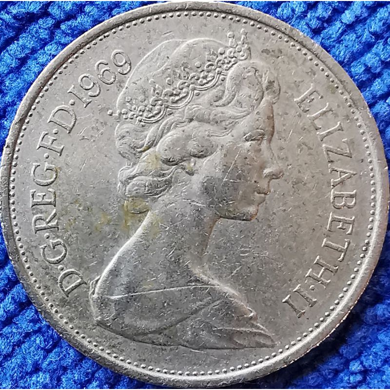 เหรียญ​ อังกฤษ​ UK, 10 Pence,(รุ่นเก่าเหรียญ​ใหญ่)​,​ #​3273L,ใช้แล้ว