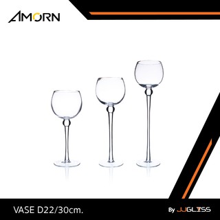 JJGLASS - (AMORN) VASE D22 - แจกันแก้ว แฮนด์เมด ทรงแก้วไวน์ เนื้อใส