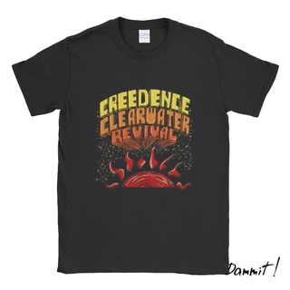 ผ้าฝ้ายคอกลมเสื้อยืด ลาย Clearwater Revival Creedence Dammit90sfrom S-4XL