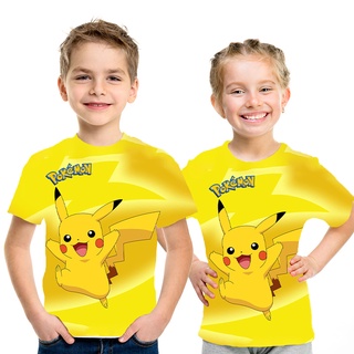 【พร้อมส่ง】POKEMON Go เสื้อยืดแขนสั้น พิมพ์ลายการ์ตูนปิกาจูน่ารัก 3D แฟชั่นฤดูร้อน สําหรับเด็กผู้หญิง และเด็กผู้ชาย