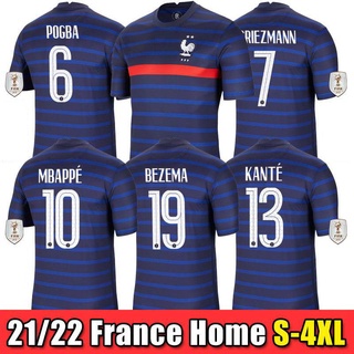 เสื้อกีฬาแขนสั้น ลายทีมชาติฟุตบอล World Cup France 2022 Pogba Griezmann Benzema Mbappe Kante ชุดเหย้า