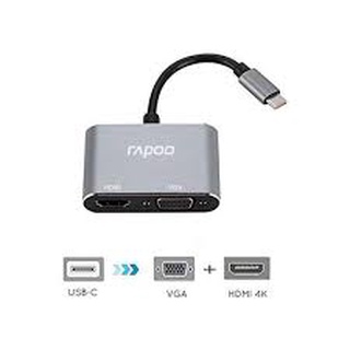 RAPOO USB-C MULTI FUNCTION ADAPTER HDMI+VGA SILVER# XD10V อะแดปเตอร์