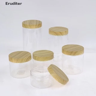 (Eruditer) ขวดโหลพลาสติกเปล่า พร้อมฝาปิดไม้เทียม