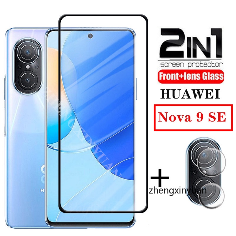 2in1 กระจกนิรภัยป้องกันหน้าจอสําหรับ Huawei Nova 9 SE 10SE NOVA11SE Nova10se ระเบิดความปลอดภัยกล้องเ