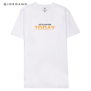 ผ้าฝ้าย 100%GIORDANO เสื้อยืดผู้ชาย คอกลม แขนสั้น - Mens Printed Tee 01092302S-3XL