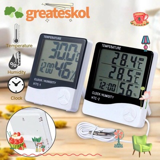 GREATESTIN 1Pc Digital LCD Temperature Humidity Meter Home Humidity Weather Station With Clock Indoor Outdoor