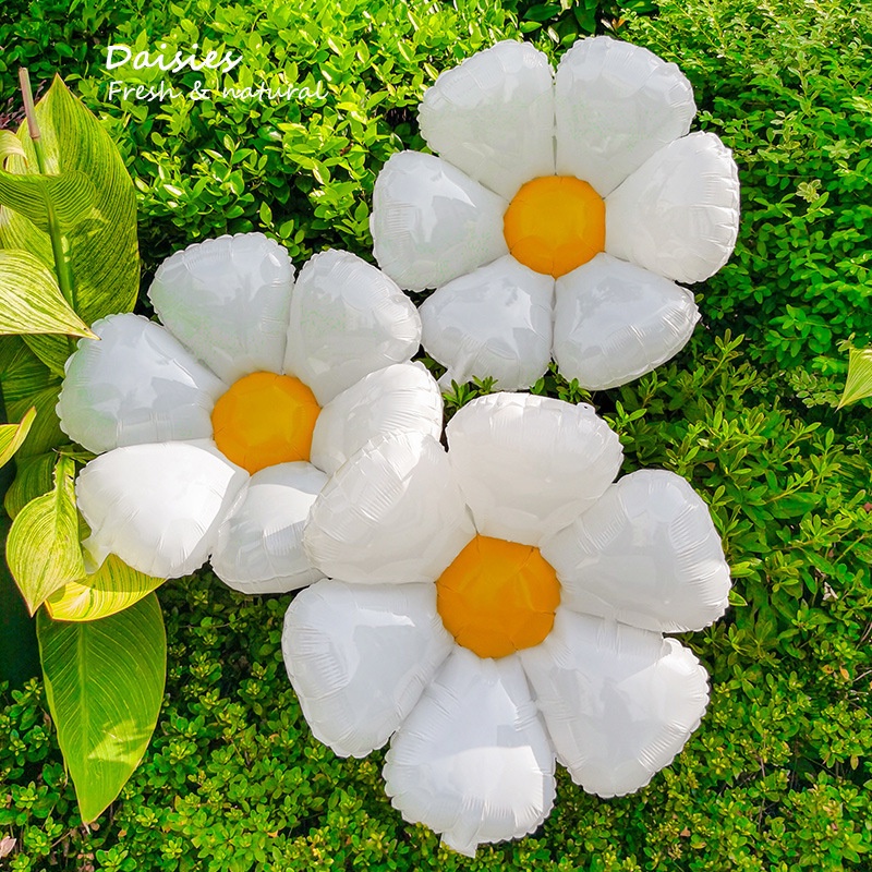 ลูกโป่งฟอยล์ ลายดอกทานตะวัน ดอกเดซี่ สีเหลือง สีขาว ขนาดใหญ่ 36 นิ้ว สําหรับตกแต่งวันเกิดเด็ก