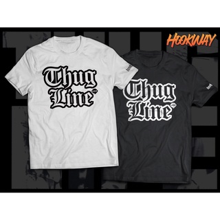 Hookway เสื้อยืดคอกลมแขนสั้นพิมพ์ลาย Thug Line ผ้าคอตต้อน100% Parody T-Shirt