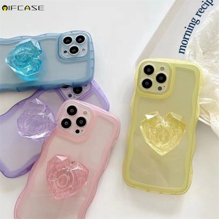 Huawei P50 P40 P30 Honor 50 Pro เคสโทรศัพท์ Love Heart Holder Stand Shiny Glitter Bling Wave Creative Candy Colors Simple Clear Soft Casing Cases Cover