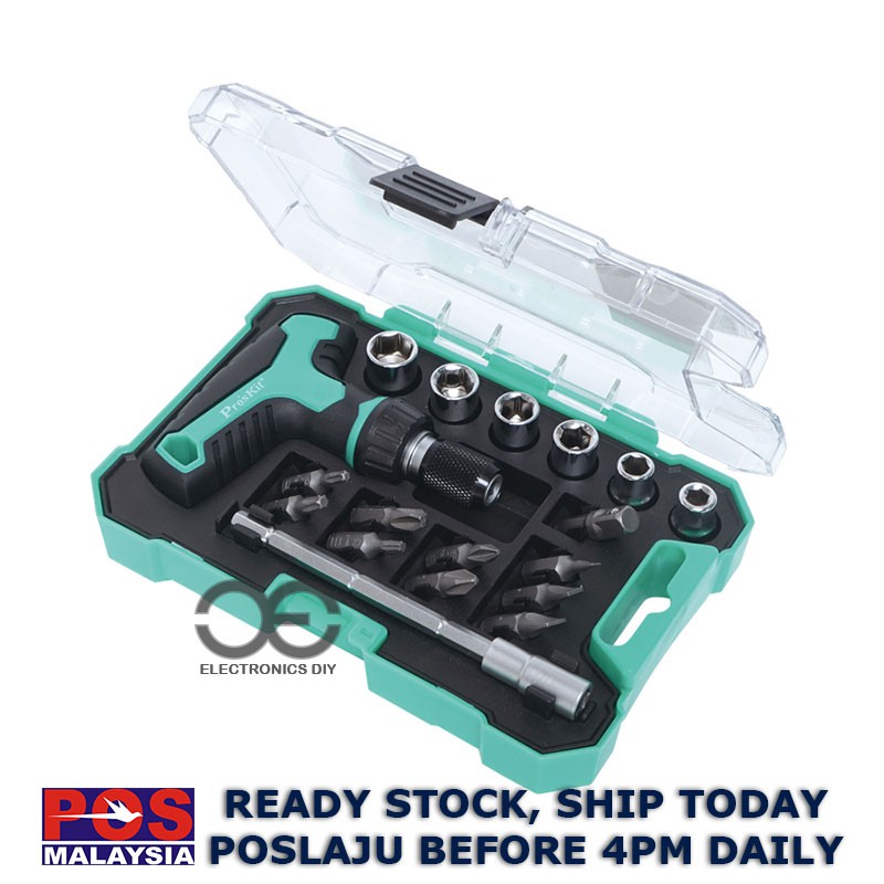 SD-2320M Proskit 18 in 1 Mini T-handle Ratchet Set