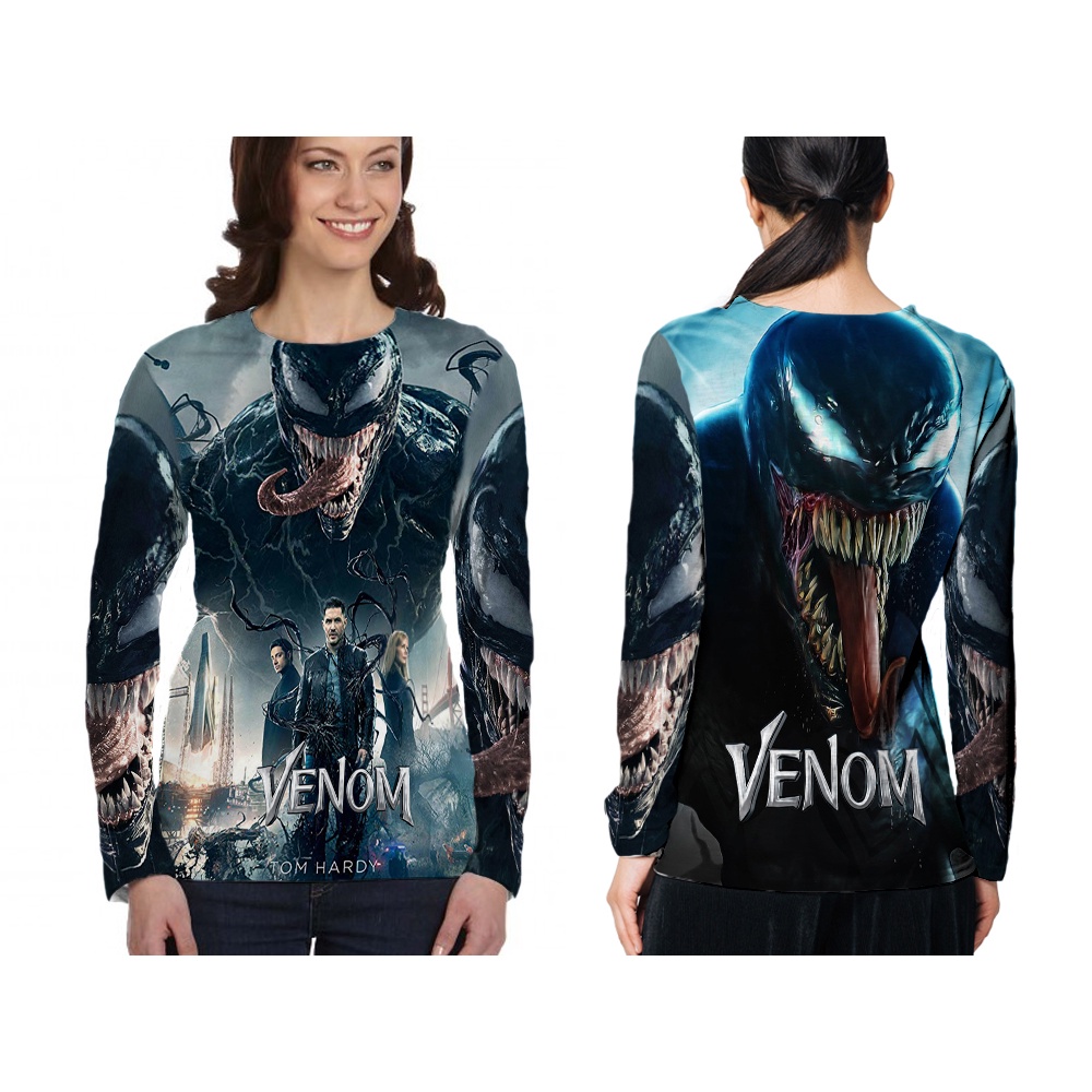 [TiniShop] VENOM เสื้อยืดแขนยาว / VENOM เสื้อยืดพิมพ์ลาย 3D สําหรับผู้หญิง