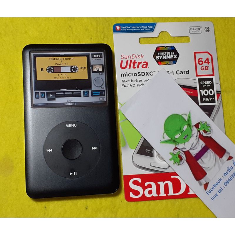 Ipod classic gen6 สีดำ 80G แปลง SD 64Gแท้ 8ZYMV