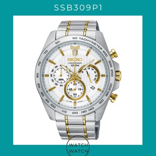 นาฬิกาข้อมือผู้ชาย Seiko Chronograph Quartz Tachymeter SSB309P1 SSB309P SSB309 Mens Watch