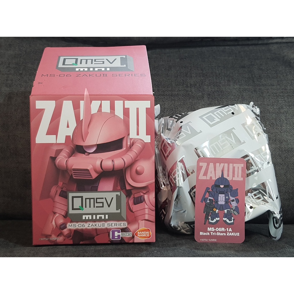 Blind Box QMSV Mini Gundam Zaku II Series Popmart Bandai Namco MS-06R-1A Black Tri-Stars Zaku II ซาค