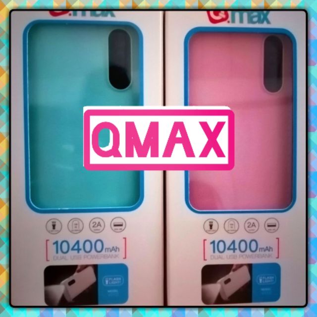 👉ส่งจริง Qmax แบตเตอรี่สำรองสีชมพู Powerbank ความจุ 10400 MAH ของแท้ 100%👈