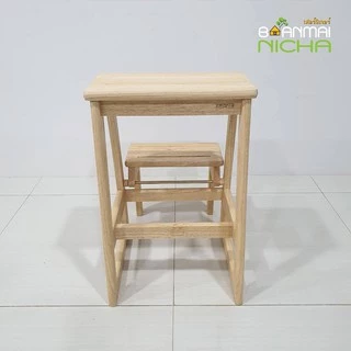 เก้าอี้บันได เก้าอี้ไม้ยางพารา พับเก็บได้ หยิบของบนที่สูง Size 47.5x38x55 cm.