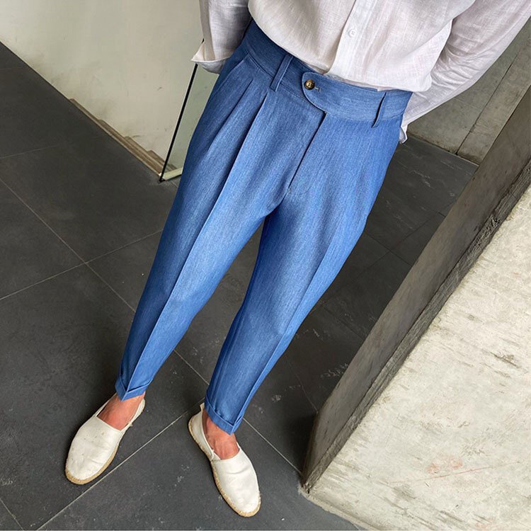 Men'S Linen Business Casual Loose Suit Pants Factory Direct Sales