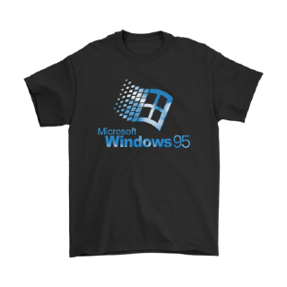 เสื้อยืดแขนสั้น ลาย Gildan Microsoft Windows 95 สีดําS-5XL