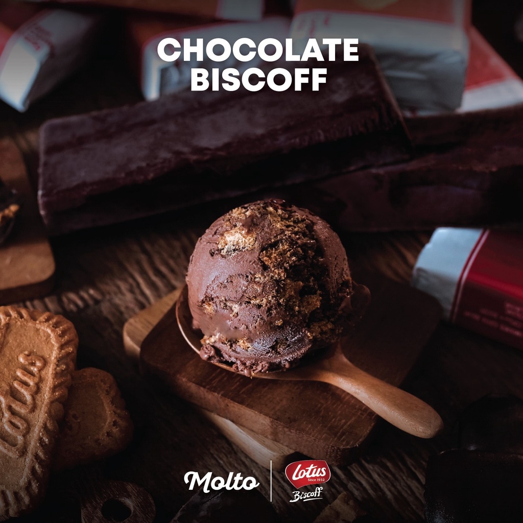 Chocolate Biscoff  (ไอศกรีม ช้อกโกแลต บิสคอฟ 1 ถ้วย 16 oz.) - Molto premium Gelato