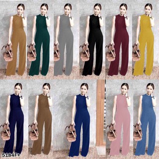 J5184 Jumpsuit จั๊มสูท คอเต่า ขายาว Long turtleneck jumpsuit set1