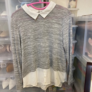 เสื้อเชิ้ตเกาหลี blouse สีเทา