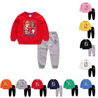 ☑♂**ใหม่ ชุด** 8 Colors Kids Long Sleeve Cotton  Paw Partol Cartoon Sweater+ Pants Set(Wholesale Available)