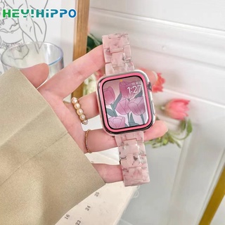 สายนาฬิกาข้อมือเรซิ่น แบบใส พร้อมเคสป้องกัน สําหรับสมาร์ทวอทช์ iwatch 45 44 42 41 38 มม. 7 6 SE 5 4