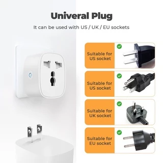 Tuya สมาร์ทปลั๊กรู Universal Wi-Fi เปิดปิด ตั้งเวลาผ่านแอป มีรุ่นวัดพลังงานได้/ไม่ได้ รองรับ Google Home/Alexa